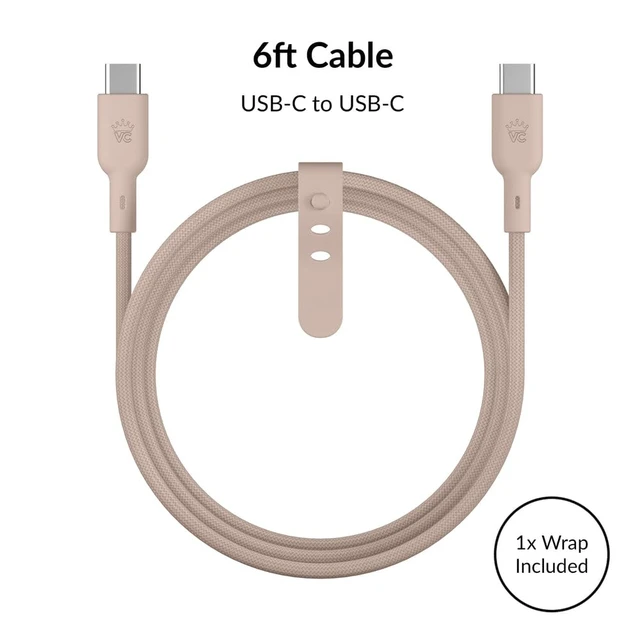 Alt view image 5 of 7 - VELVET CAVIAR Fast Charging Set, Dual Port Wall Adapter with 6ft USB-C Cable (Iced Chai)