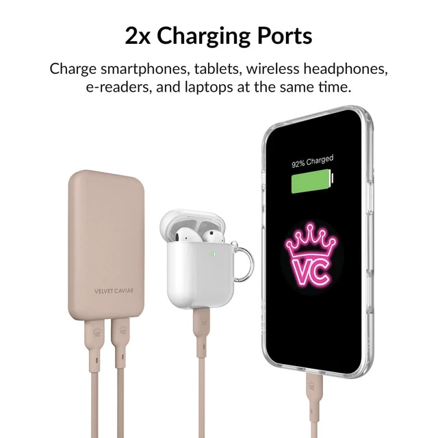 Alt view image 6 of 7 - VELVET CAVIAR Fast Charging Set, Dual Port Wall Adapter with 6ft USB-C Cable (Iced Chai)