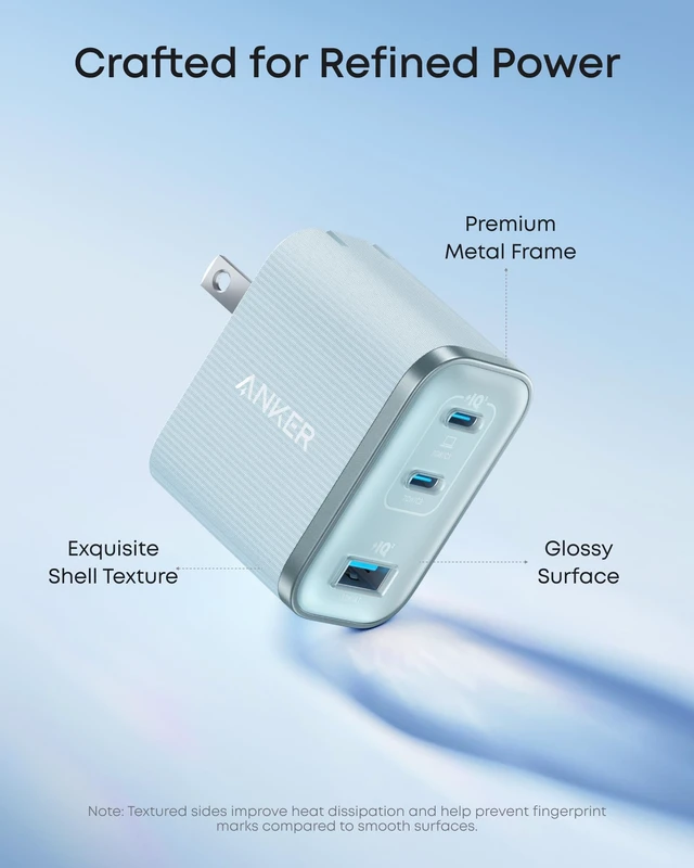 Alt view image 5 of 6 - Anker Nano 70W Max 3-Port Fast Charger USB C, Type C Charger Fast Charging | Compact and Stylish USB C Charger Block,for iPhone 18 Pro/17/17 Pro Max/16 Series, MacBook Pro, iPad (Blue, Cable Included)