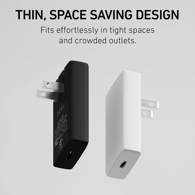Alt view image 2 of 6 - PEEL Thin Wall Charger (Black) | 35W Fast Charging USB-C Adapter, Ultra-Slim, Space-Saving Design, UL, FCC, CE, RoHS Compliant for Safety