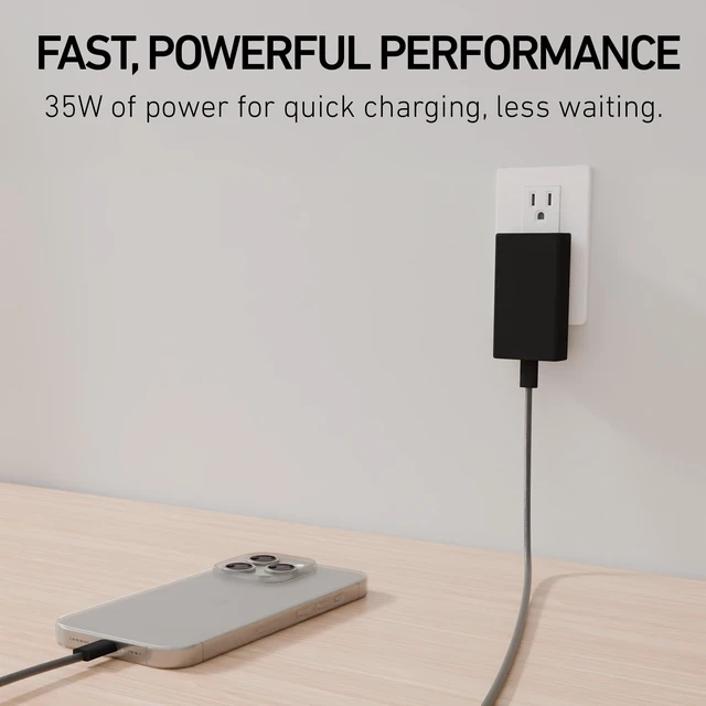 Alt view image 3 of 6 - PEEL Thin Wall Charger (Black) | 35W Fast Charging USB-C Adapter, Ultra-Slim, Space-Saving Design, UL, FCC, CE, RoHS Compliant for Safety
