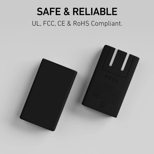 Alt view image 5 of 6 - PEEL Thin Wall Charger (Black) | 35W Fast Charging USB-C Adapter, Ultra-Slim, Space-Saving Design, UL, FCC, CE, RoHS Compliant for Safety