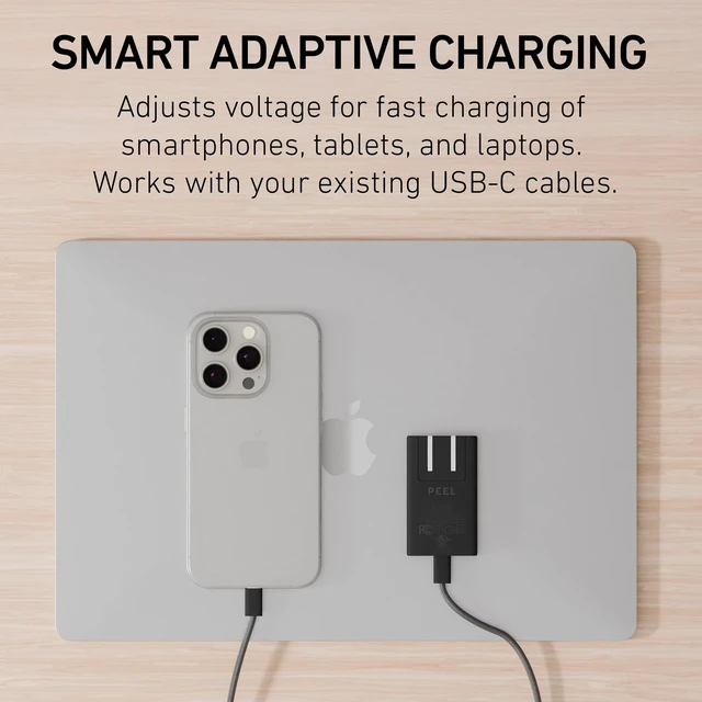 Alt view image 4 of 6 - PEEL Thin Wall Charger (Black) | 35W Fast Charging USB-C Adapter, Ultra-Slim, Space-Saving Design, UL, FCC, CE, RoHS Compliant for Safety