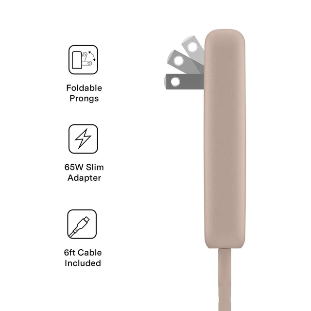 Alt view image 3 of 7 - VELVET CAVIAR Fast Charging Set, Dual Port Wall Adapter with 6ft USB-C Cable (Iced Chai)