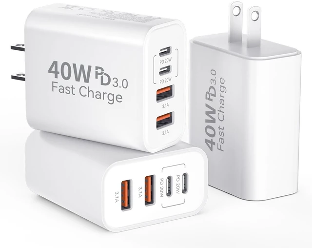 Main image of USB C Wall Charger Block, 40W USB Type C iPhone Charger Fast Charging Block 4-Port iPhone USB Wall Charger Cube Plug, PD+QC Fast Charging Brick Power Adapter for iPhone 17/16/15/14/13/12 Pro Max, iPad
