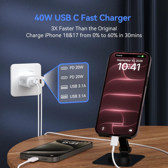 Alt view image 16 of 20 - Newdarren 265W Charger Block, 6 Port USB C Charging Station with 140W PD | Fast Charger with 3 USB C Ports, Multiple USB Charger Station for MacBook Pro/Air, Galaxy, iPhone, Home, Office