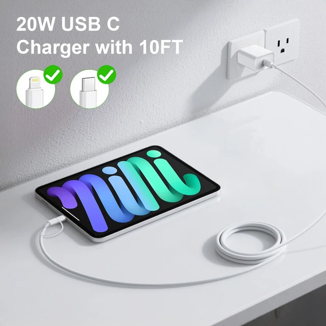 Alt view image 7 of 7 - for iPhone 18 17 16 Charger Fast Charging Lightning&USB C Cord Type C Block Extra Long 10FT Cable with 3Pack PD 20W Charger Blocks for iPhone Duo/18/18 Pro/18 Pro Max/17/17 Pro/17 Pro Max/16/15/14/13