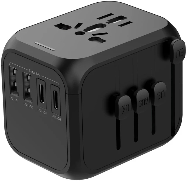 Main image of Universal Travel Adapter All in One International Wall Charger | AC Plug Adaptor, Power Converter, USB Type C Port, USA EU UK AUS