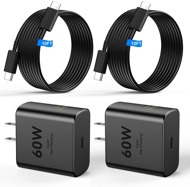 Main image of 60W USB C Super Fast Charger Type C Chargers Fast Charging Block with 10FT Long USB C Cable Fast Charging Cord Android Phone Charger for Samsung Galaxy S26 Ultra/S26+/S26/S25Ultra/S25/S24,Black
