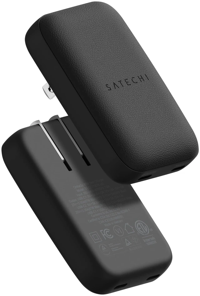 Main image of Satechi OntheGo 67W GaN Wall Charger, PD 3.0 + PPS, Dual USB-C Ports, Black | Dual USB-C ports, 45W+20W split-charging mode, fits MacBook, iPad, iPhone 18, Galaxy, Pixel, Steam Deck