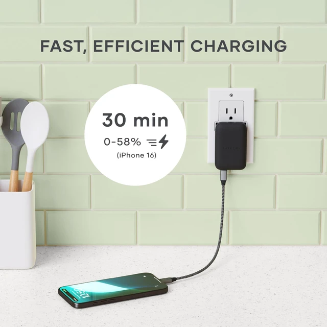 Alt view image 4 of 7 - Satechi OntheGo 67W GaN Wall Charger, PD 3.0 + PPS, Dual USB-C Ports, Black | Dual USB-C ports, 45W+20W split-charging mode, fits MacBook, iPad, iPhone 18, Galaxy, Pixel, Steam Deck