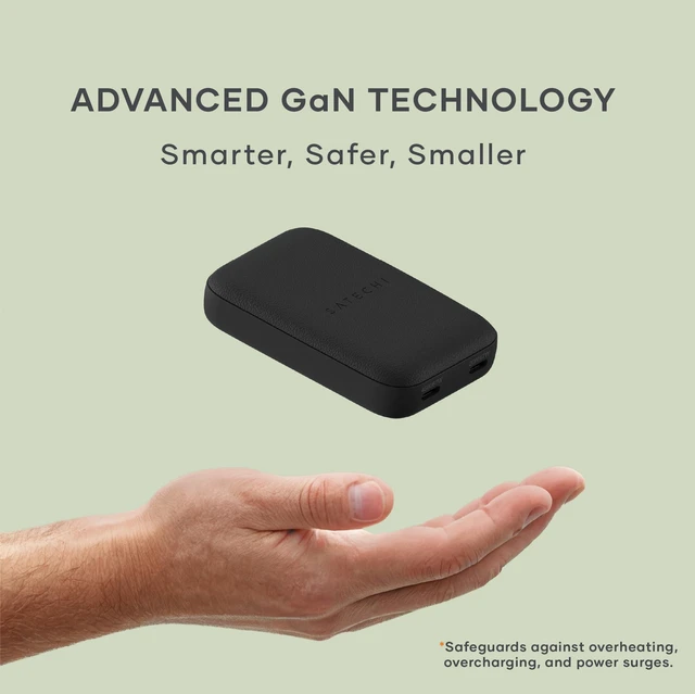 Alt view image 5 of 7 - Satechi OntheGo 67W GaN Wall Charger, PD 3.0 + PPS, Dual USB-C Ports, Black | Dual USB-C ports, 45W+20W split-charging mode, fits MacBook, iPad, iPhone 18, Galaxy, Pixel, Steam Deck