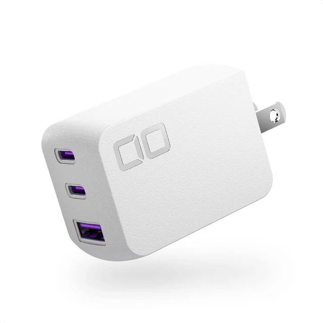 Main image of CIO NovaPort TRIO II Fast GaN Charger Block (67W-2C1A-3Port, White) | Dual USB-C and USB-A ports, compact fast charging travel power brick, for laptop, phone and tablet