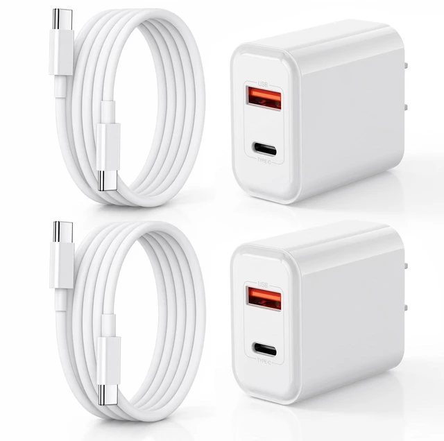 Main image of 2-Pack 20W USB C Wall Charger Plug with 6ft USB C to USB C Cable | PD 20W USB-C & QC 3.0 USB-A dual ports Compatible with iPhone 17/16/15/14/13 Pro Max, iPad amd more