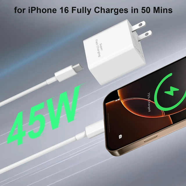 Alt view image 2 of 7 - Coreykin 45 W Type C Charger Fast Charging,2Pack USB C Fast Charger Adapter & 12ft Long USB C to C Cable,45W USB C Android Phone Charger for Galaxy S24/S23/S22 Ultra/Plus/Note 20/S20/S218