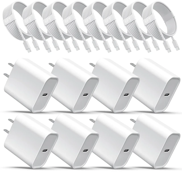 Main image of iPhone 18 17 16 Charger, USB C Charger, 8Pack Fast Wall Charging with Cable | USB-C Chargers Block (8-Pack 6 ft Cable Included) for iPhone 18/17/16/15/15 Pro/15 Pro Max/iPad Pro/AirPods Samsung & More