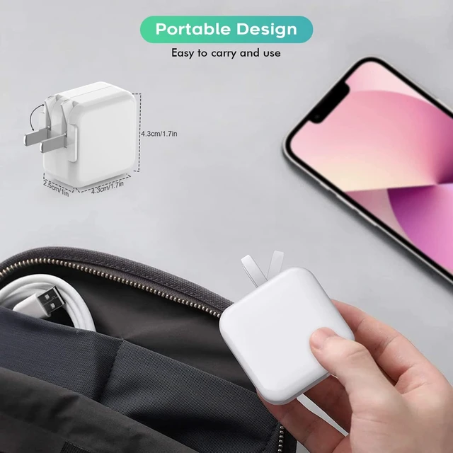 Alt view image 4 of 7 - 10 Feet Charger for iPad iPhone,2Pack Foldable Travel Plug with Long Cable 12W Portable Block Fast Charging Cube with 2Pack 10FT Long USB to Lightning Cable Charging for iPhone, iPad/mini/Air,AirPods