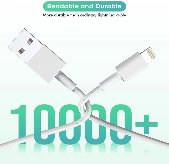 Alt view image 5 of 7 - 10 Feet Charger for iPad iPhone,2Pack Foldable Travel Plug with Long Cable 12W Portable Block Fast Charging Cube with 2Pack 10FT Long USB to Lightning Cable Charging for iPhone, iPad/mini/Air,AirPods