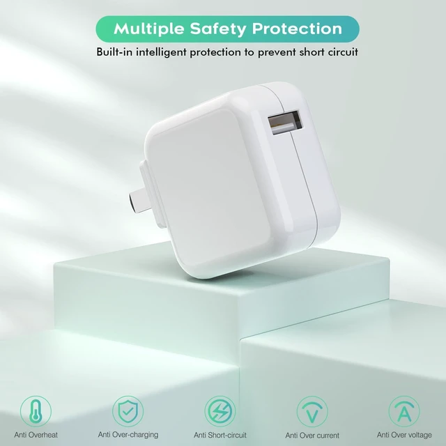 Alt view image 6 of 7 - 10 Feet Charger for iPad iPhone,2Pack Foldable Travel Plug with Long Cable 12W Portable Block Fast Charging Cube with 2Pack 10FT Long USB to Lightning Cable Charging for iPhone, iPad/mini/Air,AirPods