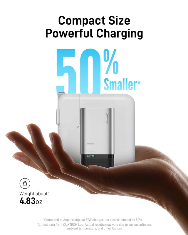 Alt view image 7 of 7 - CUKTECH 65W GaN Charger for iPhone 18 Pro/Pro Max, iPhone Duo, Fast Charger | 3-Port Foldable Wall Charger Block, for Phone and Laptop, for MacBook, iPhone, Galaxy, Google Pixel, with USB-C Cable