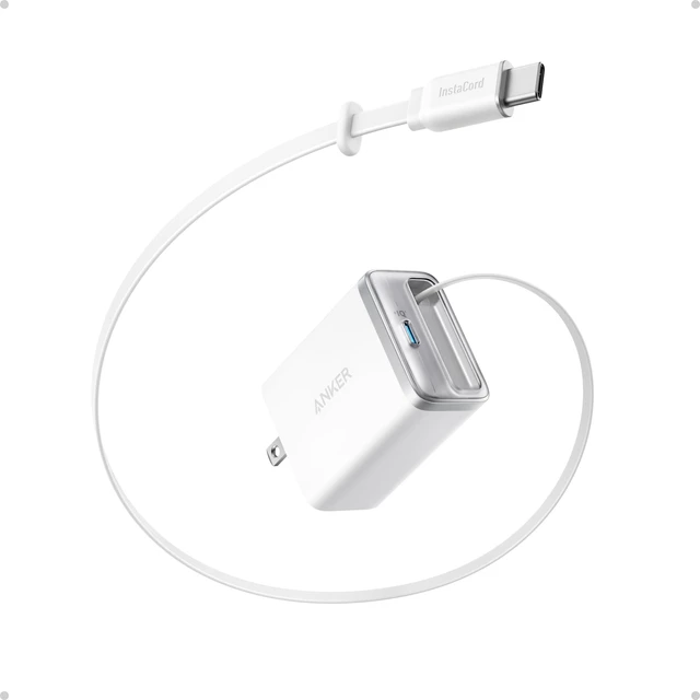 Main image of Anker Nano Retractable USB C Charger Block, Compact 35W Phone Charger | 2-Port Charger with Durable Built-in Anker InstaCord Retractable Cable, for iPhone 17/16/15, iPad(White,Non-Battery)
