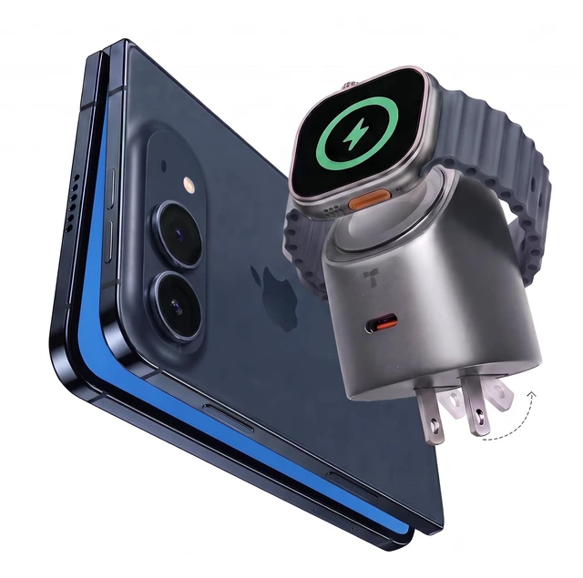 Main image of FlashEye 45W Charger for iPhone 18 Pro Max/Duo for Apple Watch Gray | Up to 45W GaN USB-C Power, Up to 5W Magnetic Charging for Apple Watch and for Select AirPods Models, for MacBook and for iPad