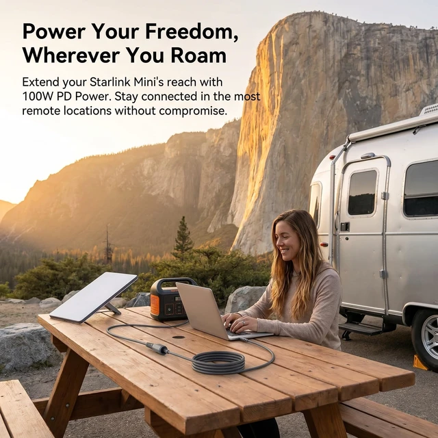 Alt view image 4 of 7 - USB C to DC Power Cable for Starlink Mini (5M/16.5FT), PD 100W 18AWG Type C Male to DC Female Power Charging Extension Cord, Starlink Mini Replacement Converter Adapter Waterproof for Outdoor Camping
