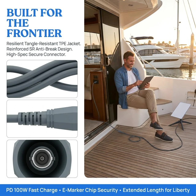 Alt view image 6 of 7 - USB C to DC Power Cable for Starlink Mini (5M/16.5FT), PD 100W 18AWG Type C Male to DC Female Power Charging Extension Cord, Starlink Mini Replacement Converter Adapter Waterproof for Outdoor Camping