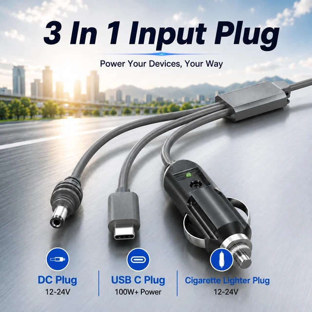 Alt view image 3 of 7 - Starlink Mini 3 in 1 Cable 16.5FT,100W+ USB C to DC Power Cable Accessories | Starlink Mini Cable Heavy Duty 12-24V Cigarette Lighter Plug and DC Power Cord Accessories