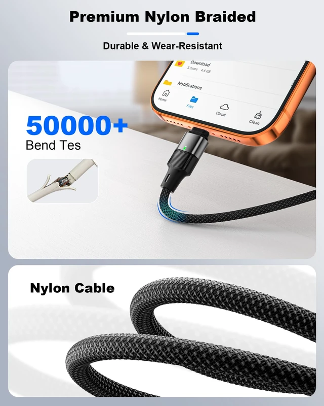 Alt view image 6 of 7 - ZBF 240W USB C Magnetic Cable 3Pack 4/6.6/6.6FT Fast Charger Cord Type C | 24Pin Full Contact | PD3.1 Fast Charging | Port Protector | Nylon Braided | One-Hand Snap | LED Indicator for Phone Mac