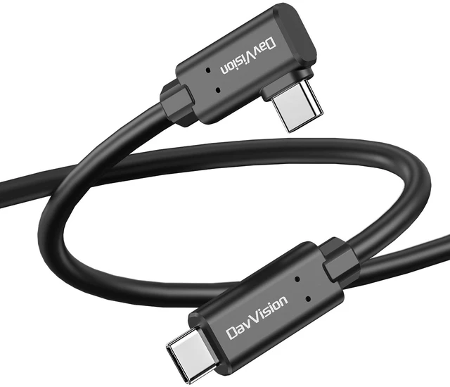 Main image of DavVision Long Tether Cable 16.4FT, USB C Fiber Optic Cable Right Angle, PD 60W & 10Gbps Zero Data Loss Between Camera and Computer for Canon/Sony/Nikon,Ultra Slim & Soft for Logitech Webcam,VR/AR