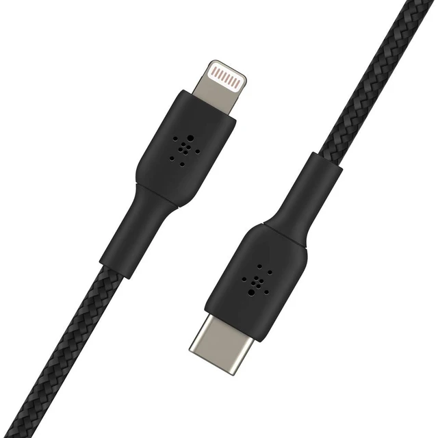 Alt view image 4 of 5 - Belkin BoostCharge Nylon Braided USB C to Lightning Cable 6.6ft/2M - MFi Certified 18W Power Delivery iPhone Charger Cord - Apple Charger USB C Cable - Fast Charging for iPhone 14, iPhone 13 - Black