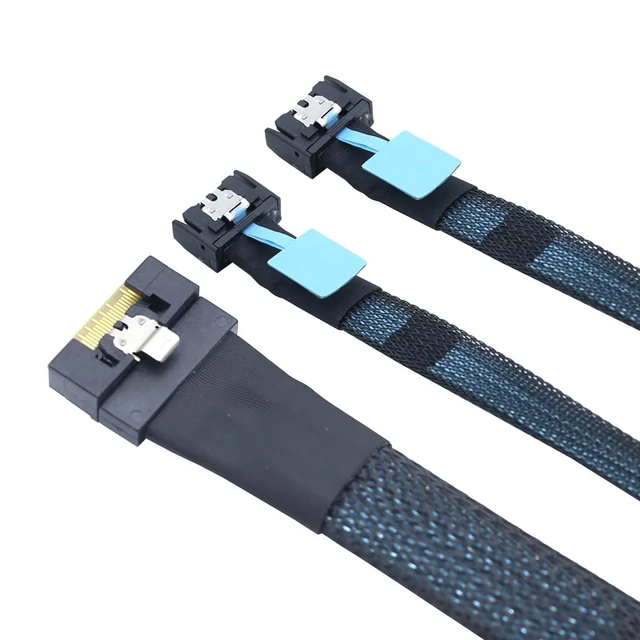 Alt view image 2 of 6 - AoQhir Slimline SAS SFF-8654 8I to Dual MCIO 4I Server Cable with Anti-Misplug Full Cover Design, 16G High-Speed Copper Wire Harness (0.8M/31.49in)