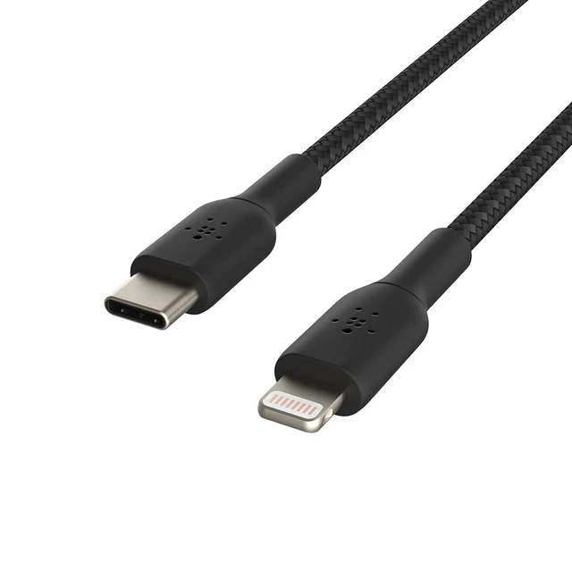 Alt view image 5 of 5 - Belkin BoostCharge Nylon Braided USB C to Lightning Cable 6.6ft/2M - MFi Certified 18W Power Delivery iPhone Charger Cord - Apple Charger USB C Cable - Fast Charging for iPhone 14, iPhone 13 - Black