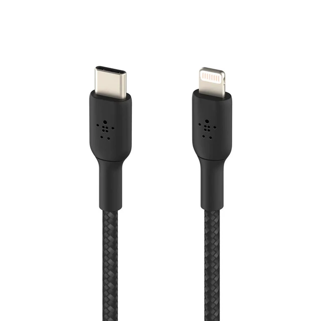 Alt view image 2 of 5 - Belkin BoostCharge Nylon Braided USB C to Lightning Cable 6.6ft/2M - MFi Certified 18W Power Delivery iPhone Charger Cord - Apple Charger USB C Cable - Fast Charging for iPhone 14, iPhone 13 - Black