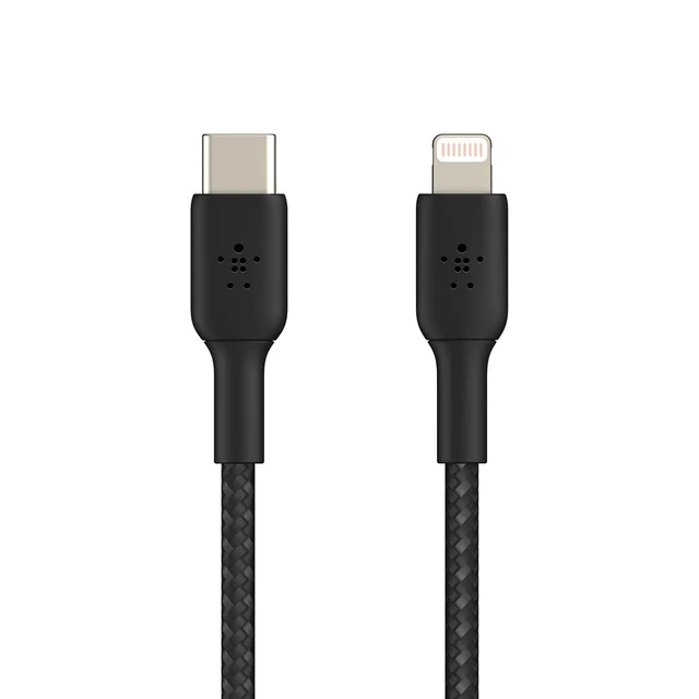 Alt view image 3 of 5 - Belkin BoostCharge Nylon Braided USB C to Lightning Cable 6.6ft/2M - MFi Certified 18W Power Delivery iPhone Charger Cord - Apple Charger USB C Cable - Fast Charging for iPhone 14, iPhone 13 - Black