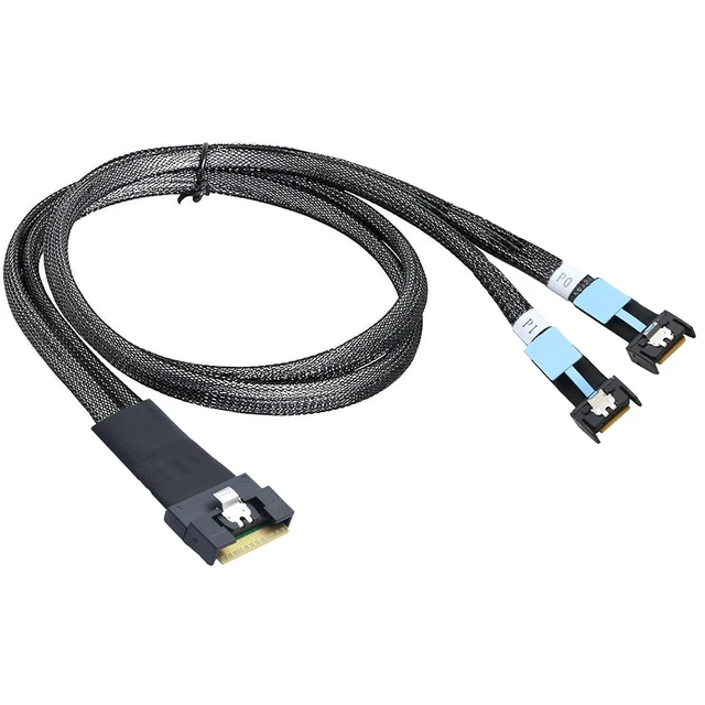 Alt view image 3 of 6 - AoQhir Slimline SAS SFF-8654 8I to Dual MCIO 4I Server Cable with Anti-Misplug Full Cover Design, 16G High-Speed Copper Wire Harness (0.8M/31.49in)