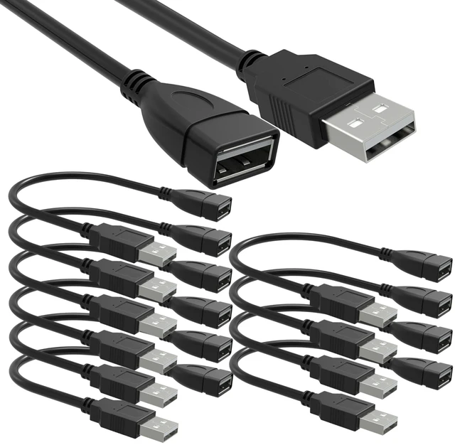 Main image of SaiTech IT USB 2.0 A Male to Female Extension Cable, Black, 15cm, 10-Pack | Flexible Short Extender, Data Transfer & Charging, LED/LCD TV Back Panel, Ppen Ddrives, Ccard Readers, Adjustable Angle