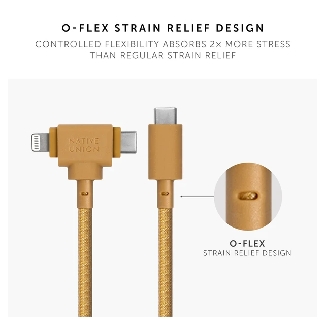 Alt view image 6 of 7 - Native Union Belt Cable Duo 5ft Ultra-Strong Braided Universal Charging Cable Made with Recycled Materials 2-in-1 Multi-Device MFi Certified Connectors for Lightning & Type-C Devices (Kraft)