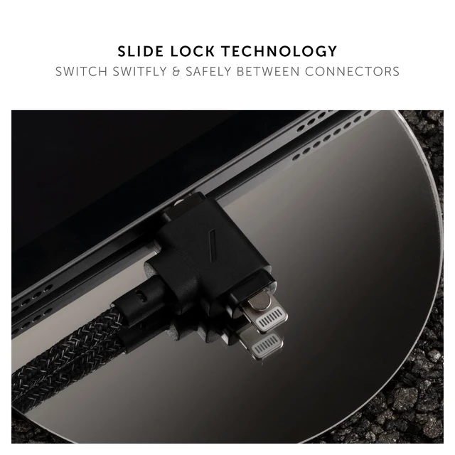 Alt view image 7 of 7 - Native Union Belt Cable Duo 5ft Ultra-Strong Braided Universal Charging Cable Made with Recycled Materials 2-in-1 Multi-Device MFi Certified Connectors for Lightning & Type-C Devices (Kraft)