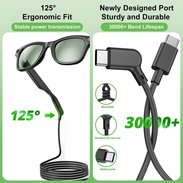 Alt view image 3 of 7 - AR Smart Glasses USB C Charging Data & Power Supply Cable 1.2M/3.9FT | 20Gbps USB 3.2 Gen2 Compatible with XREAL Air/One, VITURE Pro XR, RayNeo Air,Rokid Max / Joy