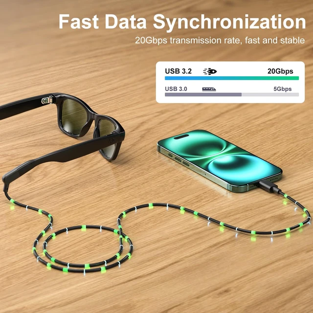 Alt view image 6 of 7 - AR Smart Glasses USB C Charging Data & Power Supply Cable 1.2M/3.9FT | 20Gbps USB 3.2 Gen2 Compatible with XREAL Air/One, VITURE Pro XR, RayNeo Air,Rokid Max / Joy
