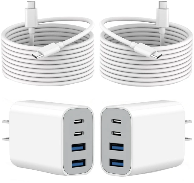 Main image of iPhone 18 Charger for Apple Charge iPhone Fast Block 4Prots Plug USBC Cable 2Pack 10FT USB-C iPhone Charging Long Cable, Multiport PD&QC Wall Charger Adapter for iPhone 18Duo/18 Pro/17ProMax/16e/16/15