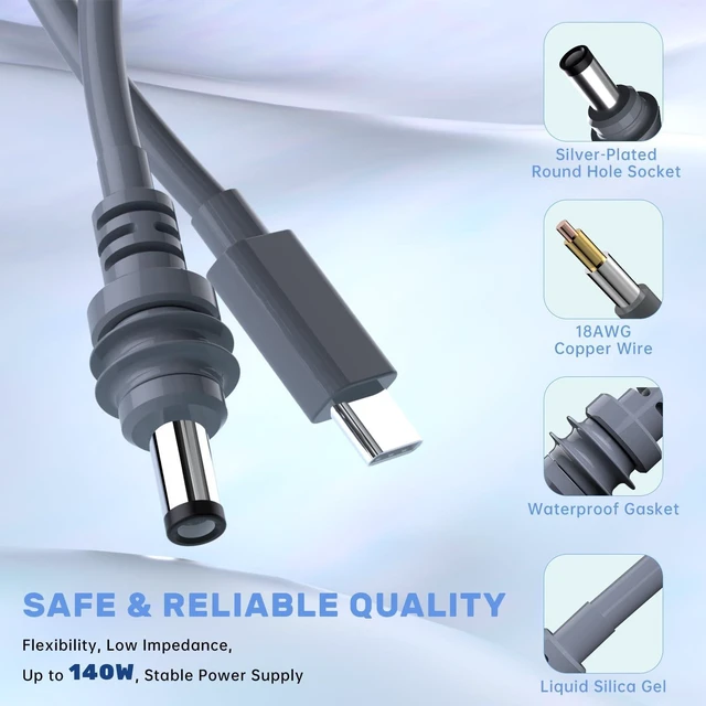 Alt view image 2 of 7 - Starlink Mini USB C to DC Power Cable, 18AWG 5M/16.4FT Starlink Mini Cable | Made of 18AWG copper wire, providing stable power supply for your Starlink Mini. It is resistant to cold & heat, anti-aging