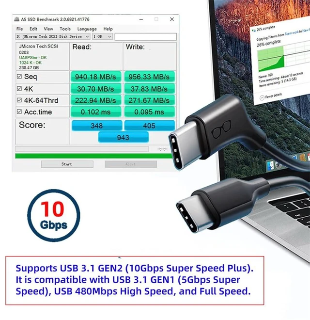 Alt view image 6 of 7 - xiwai Type-C to USB C Video Glasses Cable 200cm 135 Degree Right Angled 65W | 10Gbps 4K@60Hz PD Power Fast Charging Extension Data Cord for NS Handheld Console Laptops VR AR