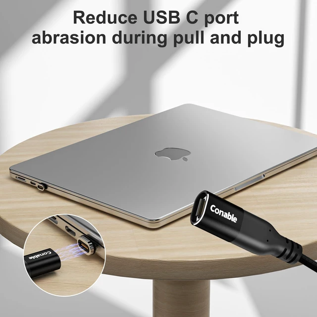 Alt view image 3 of 7 - USB C to Ethernet Cable 6 FT, Magnetic USB Type-C to RJ45 Cable, Braided | Directly Connected, Cat6, Compatible with MacBook, iPad Pro, XPS, Surface Pro, Laptop, PC, etc. with 2 USB-C Plugs & 1 Holder