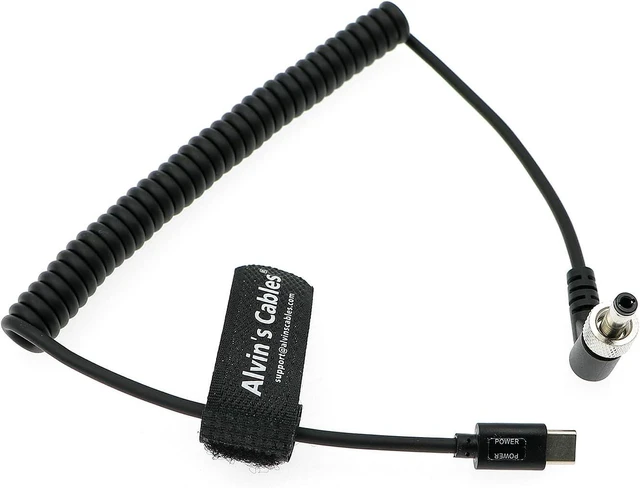 Main image of Alvin's Cables PD USB-C Type-C to Lock DC 12V Coiled Power Cable for Blackmagic Video Assist| Atomos Shogun| SmallHD| Feelworld Monitor