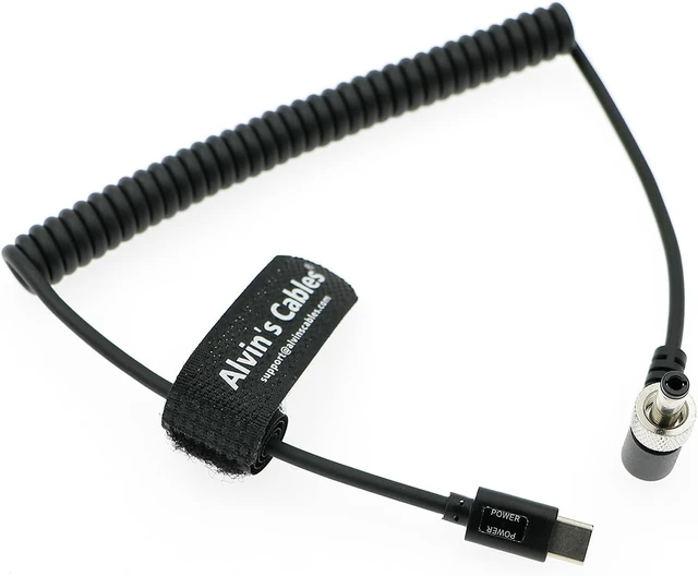 Alt view image 4 of 4 - Alvin's Cables PD USB-C Type-C to Lock DC 12V Coiled Power Cable for Blackmagic Video Assist| Atomos Shogun| SmallHD| Feelworld Monitor