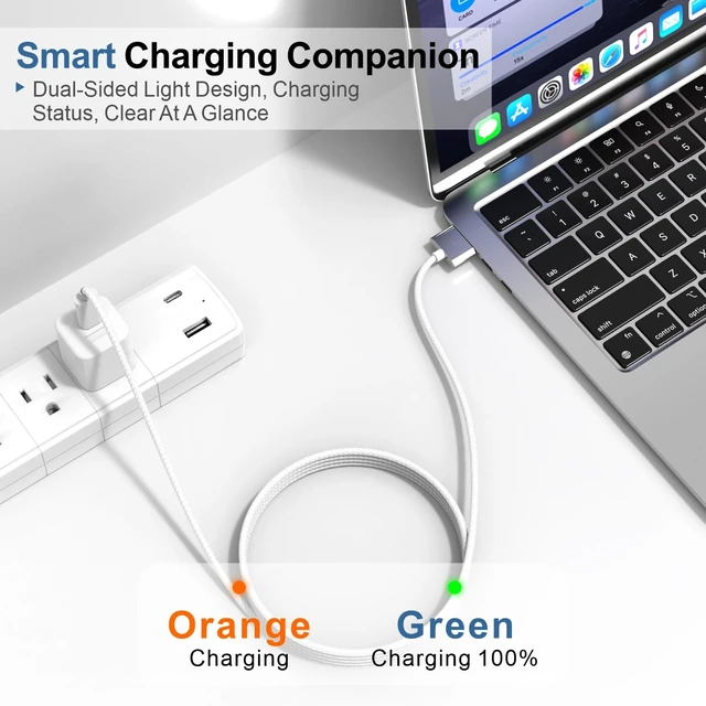 Alt view image 2 of 5 - Zuoziel 140W USB-C to Magnetic 3 Charging Cable 6.6FT | Compatible with MagSafe 3 for MacBook Air/Pro M5 M4 M3 M2 (2021-2026 Models) - White Fast Charge Safe Cable-White