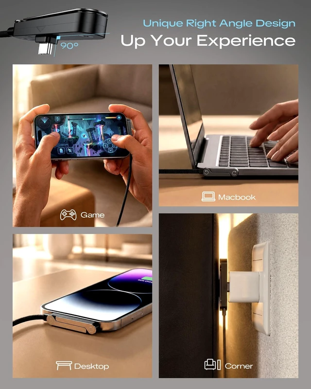 Alt view image 6 of 7 - LOOHOI 240W Fast Charging USB-C to USB-C Cable with Built-in Phone Stand | 90 Degree Fast Charging Invisible Stand Type-C Braided Charger Cable for Gaming, Streaming & Hands-Free Viewing (10FT, 2PCS)
